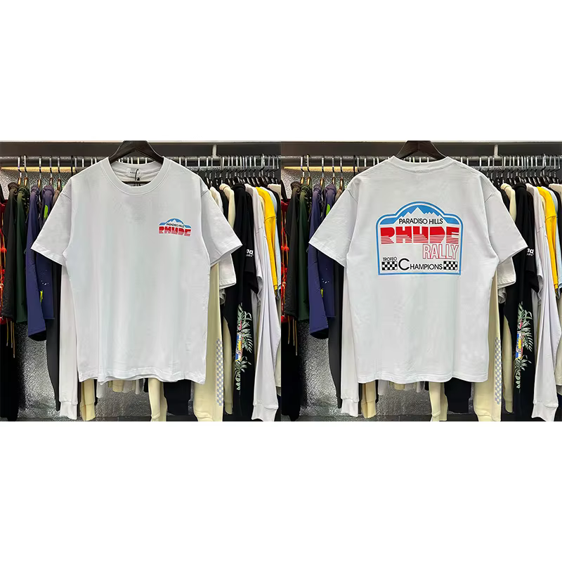Nouveau T-shirt RHUDE 2026 à manches courtes, imprimé rétro, coupe ample et décontractée, vêtement h