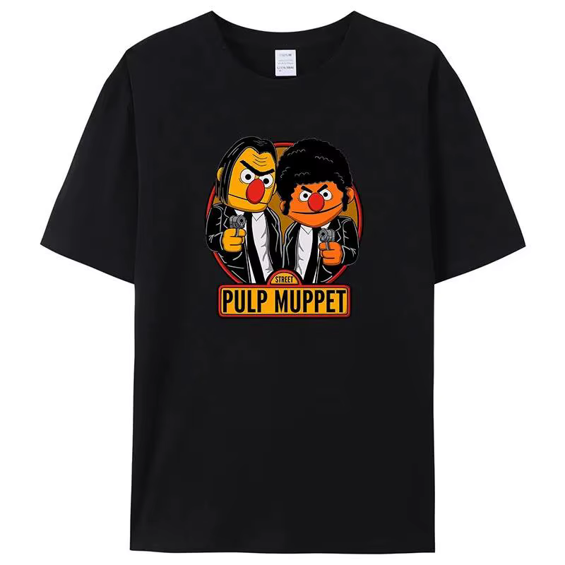 Mode vêtements pour hommes respirant sésame rue imprimé décontracté coton T-Shirt Vintage été à manc
