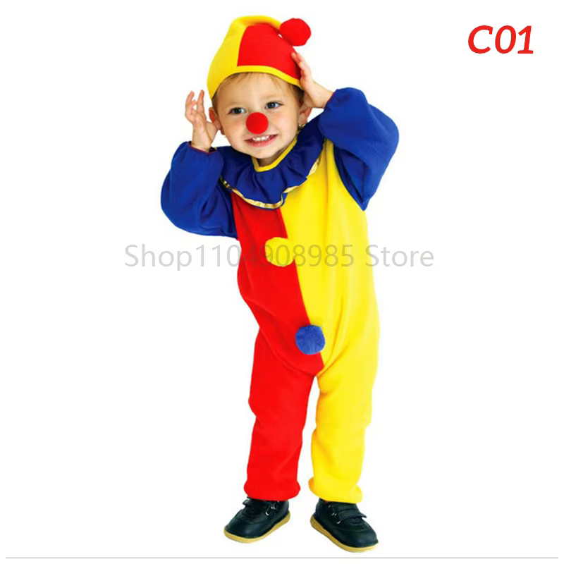 Carnaval Clown Cosplay Halloween maternelle Performance Costume Clown vêtements enfants drôle specta