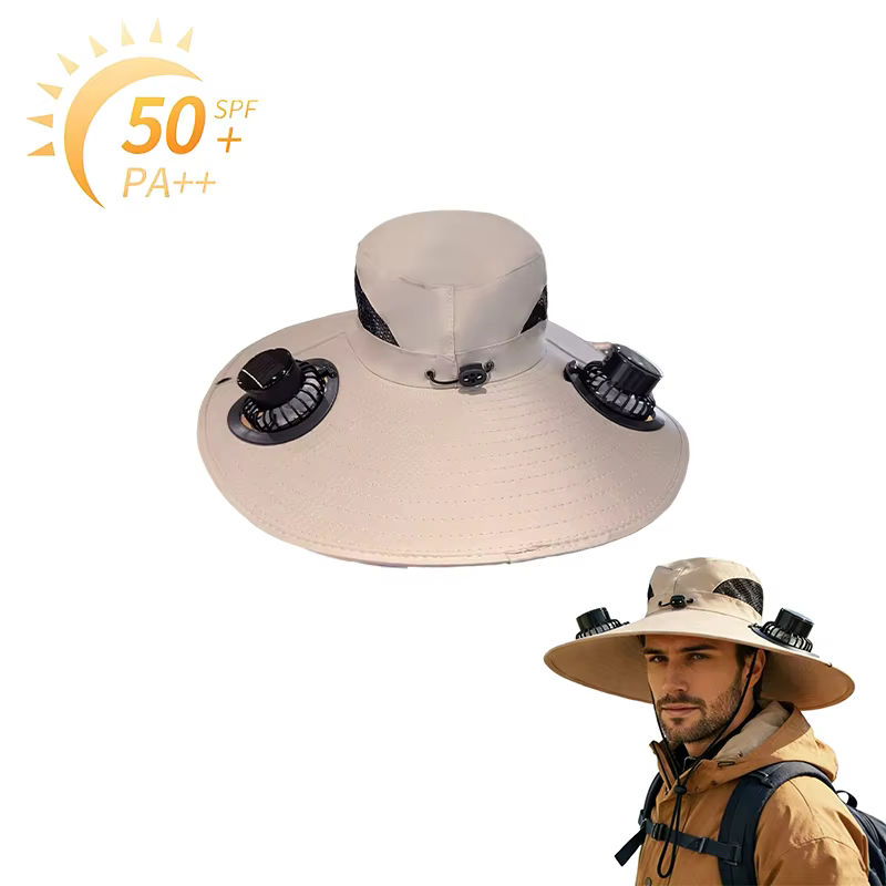 Chapeau solaire ventilateur pour hommes et femmes, casquette de pêche à large bord, imperméable et r
