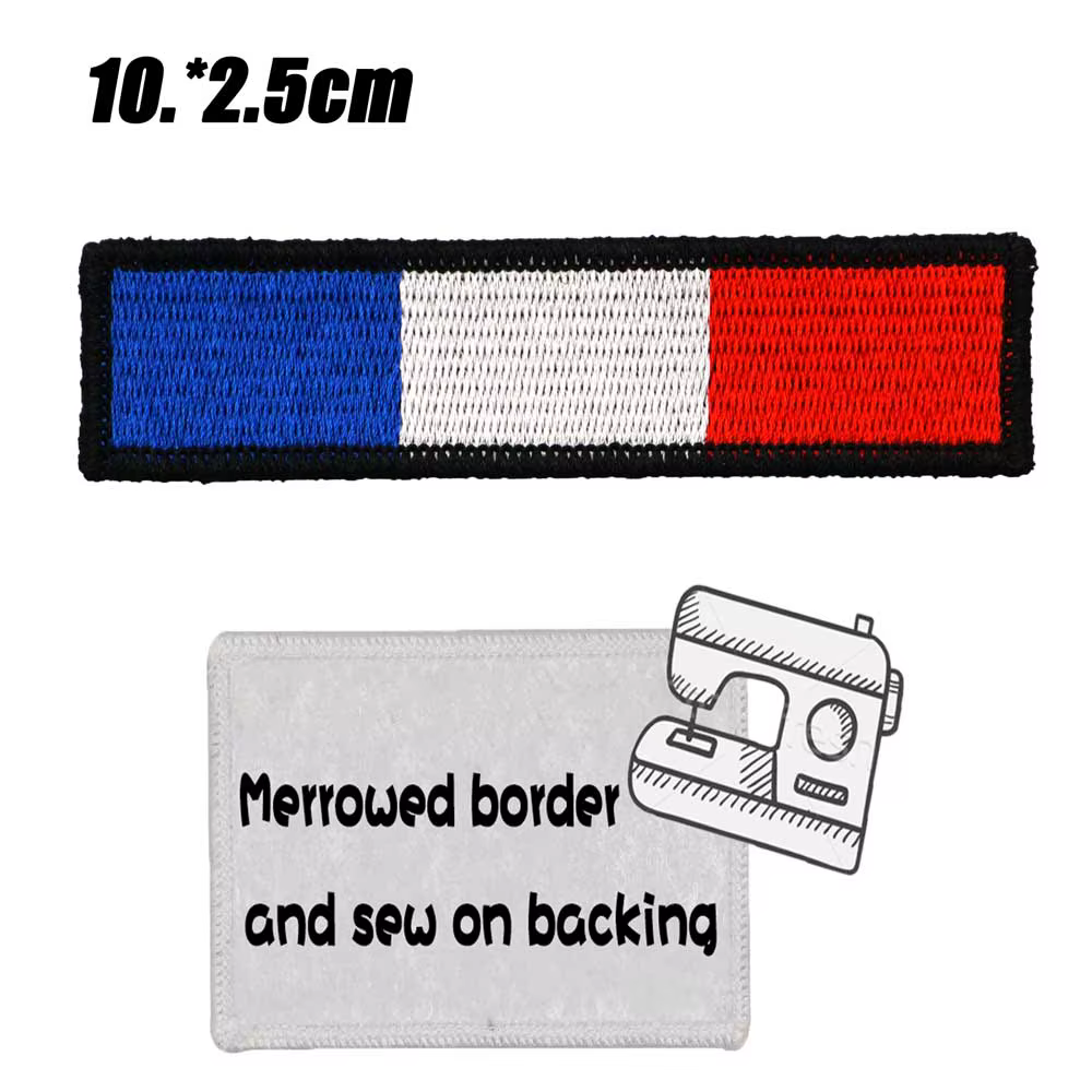 Patch drapeau de la France, Patch brodé à crochet et boucle cousus sur une Badge militaire brodé