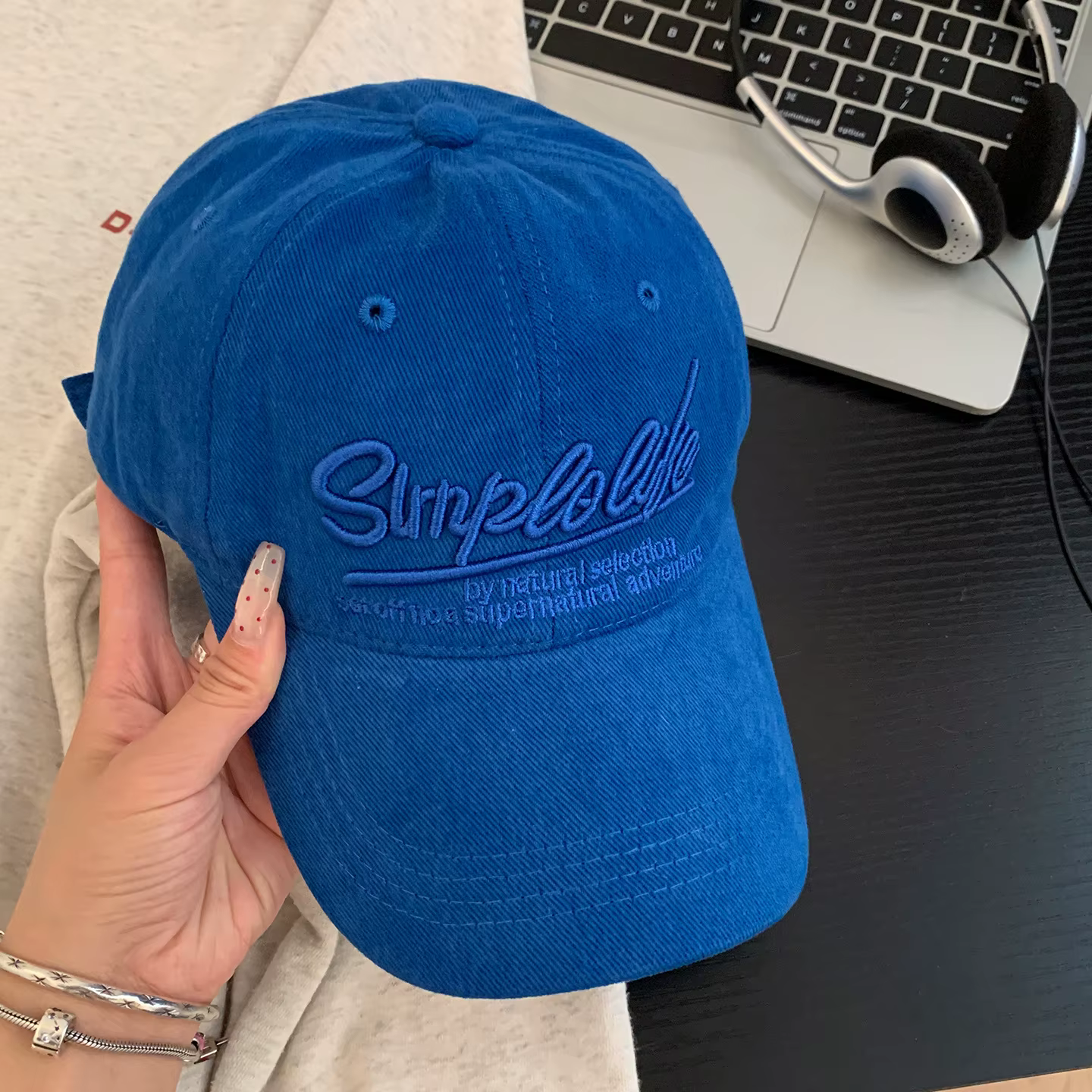 Casquette de Baseball bleue brodée avec lettres rétro américaines pour femmes, casquette de Baseball