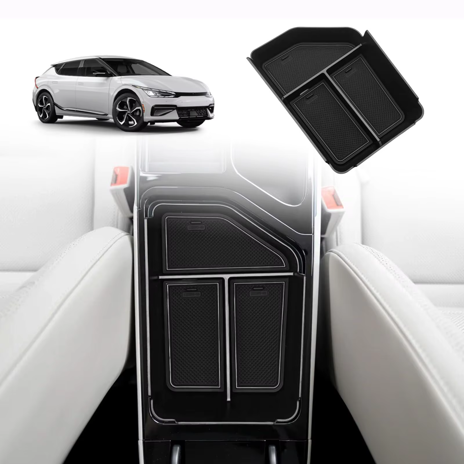 Pour 2025 2022-2024 Kia EV6 Console centrale inférieure organisateur boîte accessoires plateau intér