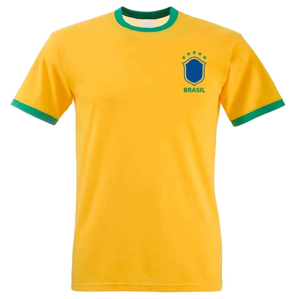 T-shirt unisexe à manches courtes pour hommes et femmes, maillot de football du Brésil 1970, design 