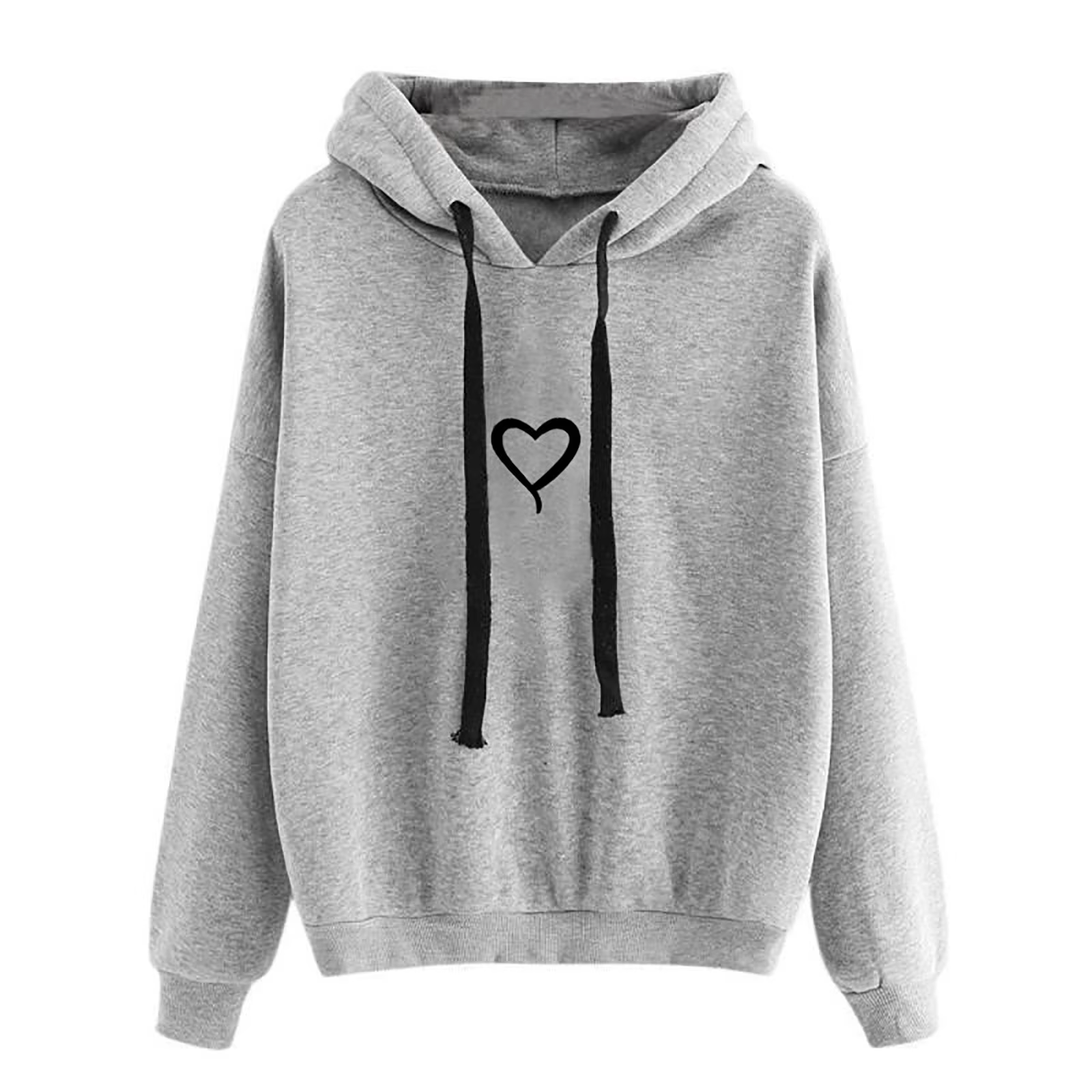 Sweat-shirt à capuche à la mode pour femmes, coupe ample, imprimé cœur, vêtements décontractés, conf