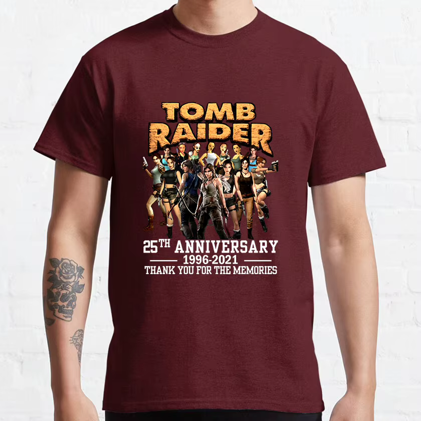 T-Shirt 100% Coton pour Homme, Vintage, Tomb Raider, Raider, Lara Croft, Exagro90 s, Vêtements Rétro