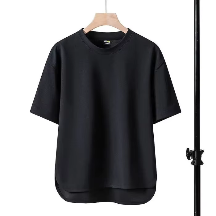 T-shirt ample à manches courtes pour homme, nouveau style d'été, couleur unie, col rond, pull décont