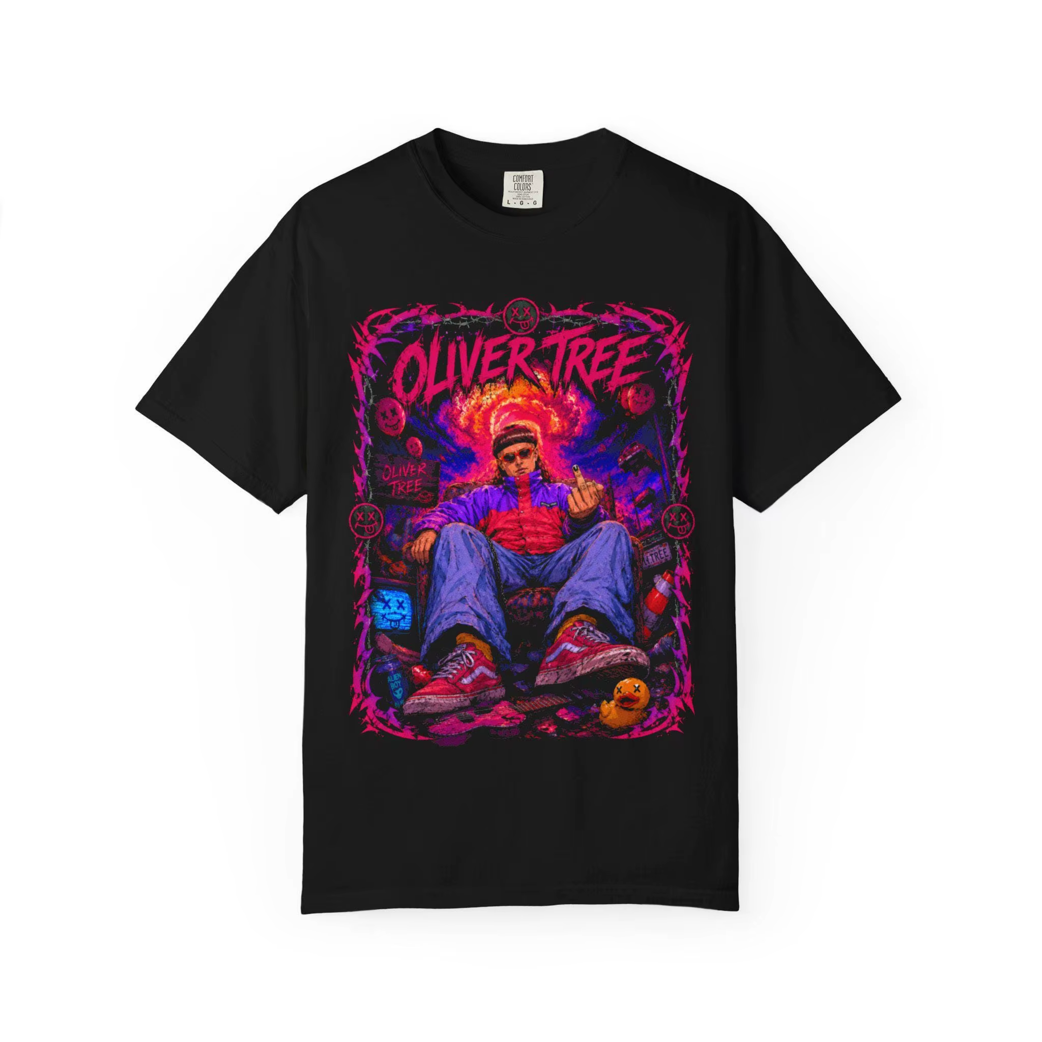 T-shirt Oliver Tree Portrait Rétro Néon Graphique 2026 Été Homme Femme Oversize 100% Coton Streetwea