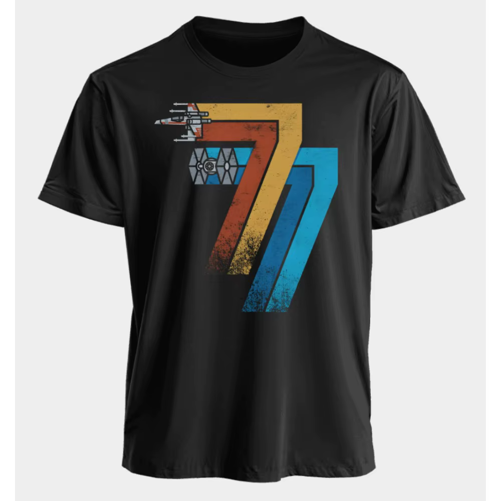 T-Shirt Vintage Star Wars 77 pour hommes, femmes et enfants, t-shirt graphique rétro, Look familial,