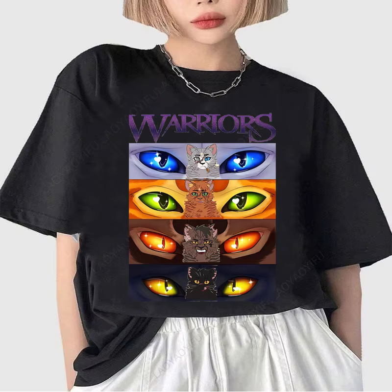 Guerriers chemise créativité t-shirt guerriers chats pas cher Polyester à manches courtes graphique 