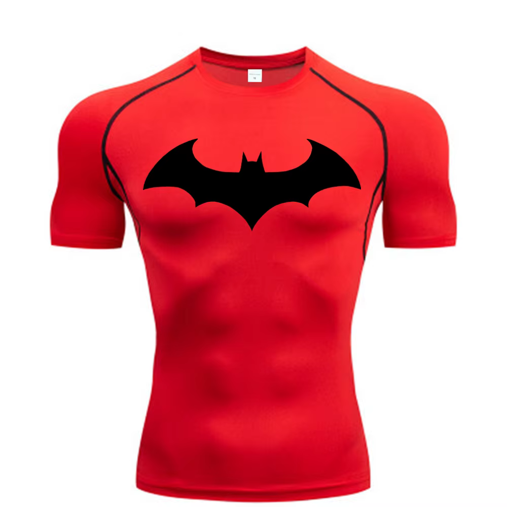 Chemises de Compression graphiques chauve-souris pour hommes, manches courtes, protection contre les