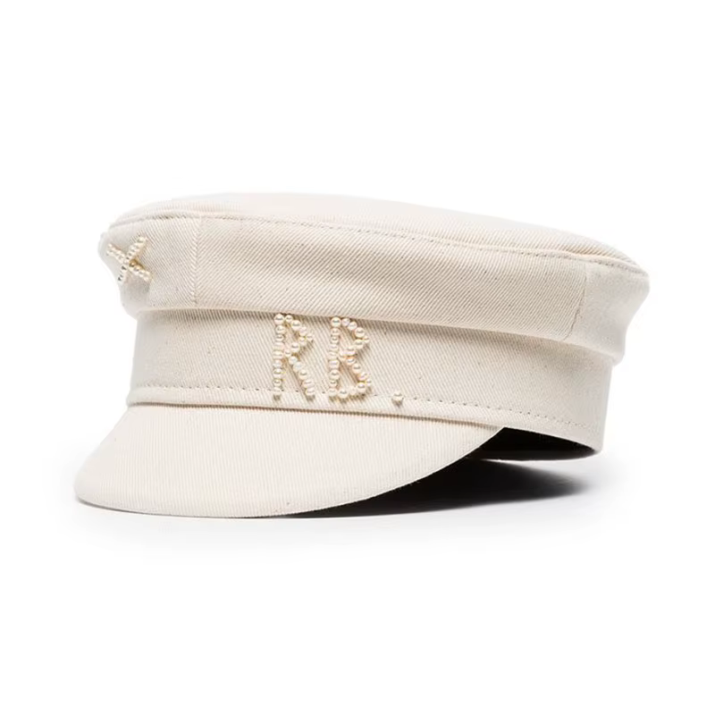 Casquettes de journal chics pour femmes, casquettes en coton perlé cousues à la main pour quatre sai