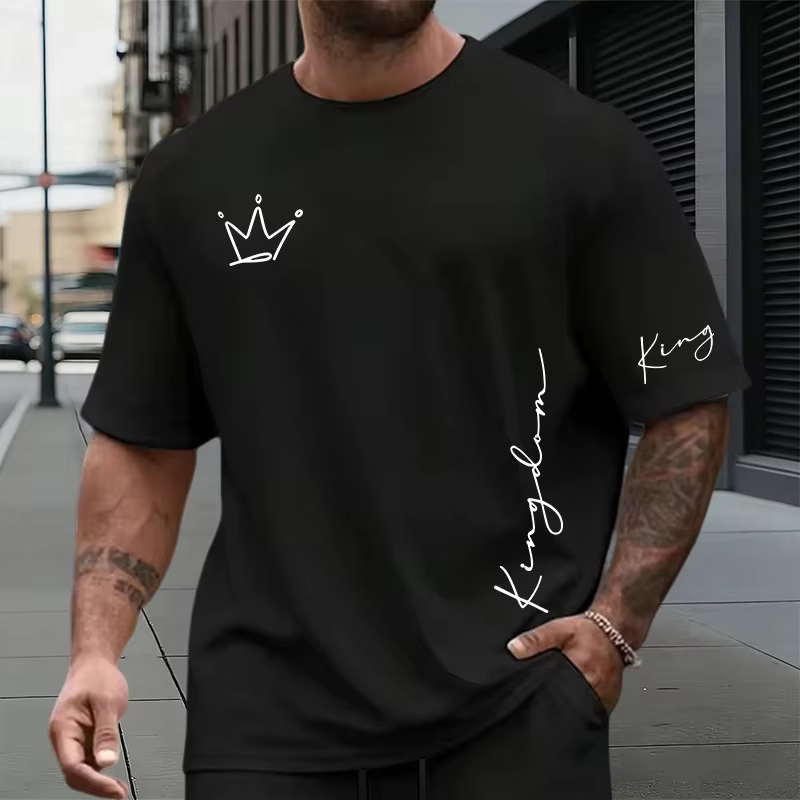 Ensemble Homme T-shirts et Shorts Imprimés Lettres King – Tenue Décontractée Sportive d'Été à Manche