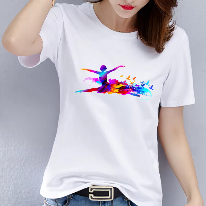 T-shirt à col rond pour femmes, best-seller, pour la danse et la gymnastique, T-shirt à manches cour