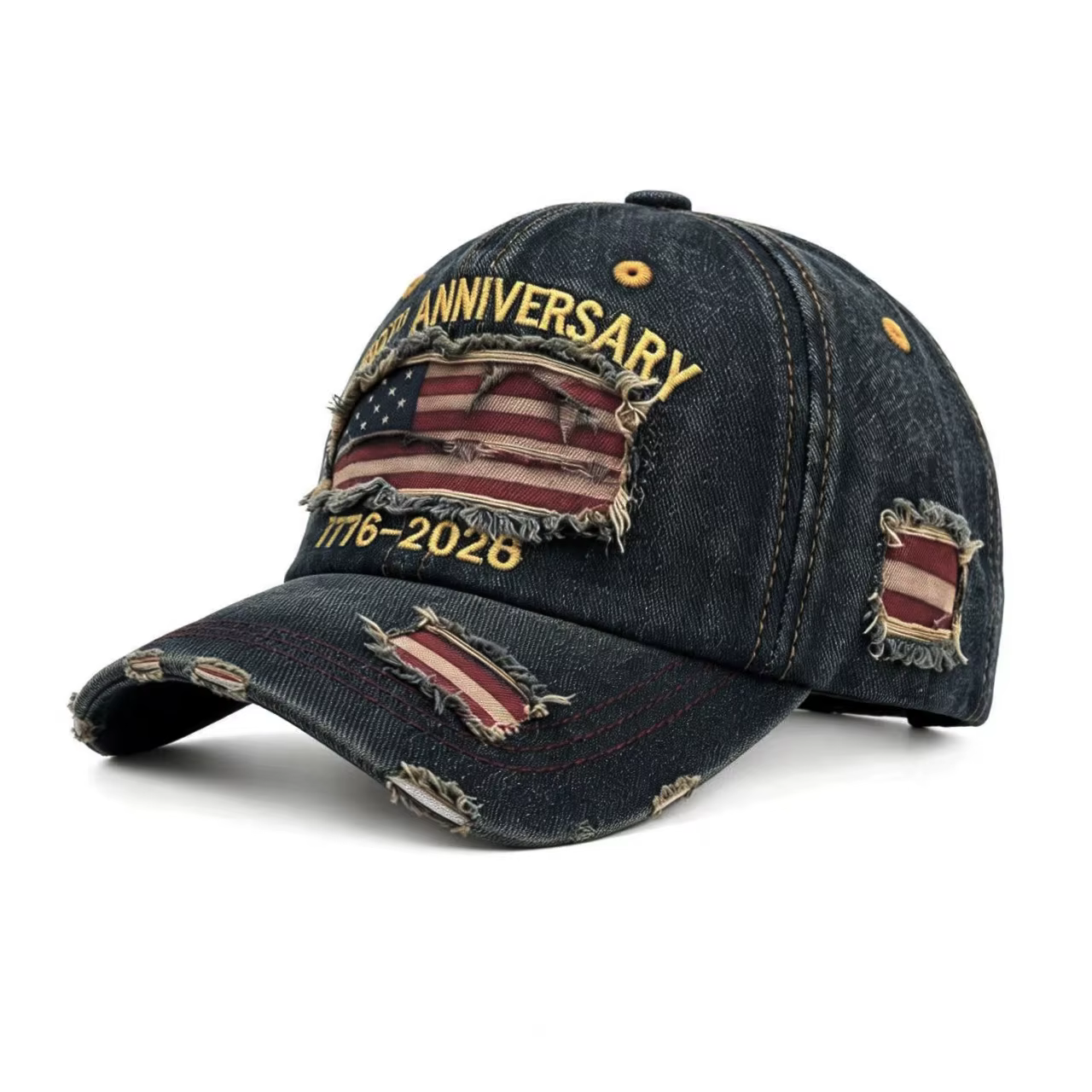 Casquette de baseball en sergé pour le 250e anniversaire, motif drapeau américain en denim, casquett