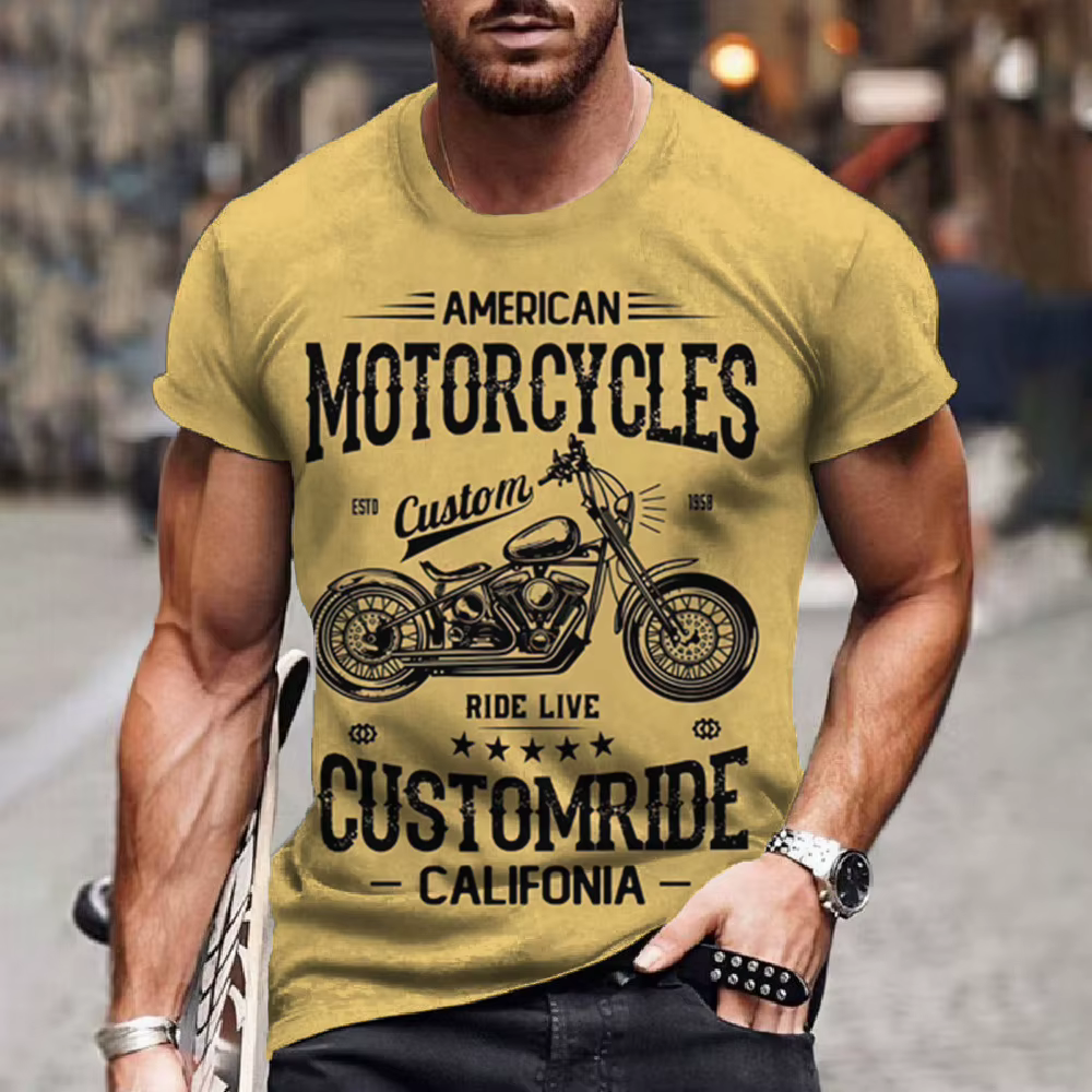Vintage hommes T-Shirts 3d moto imprimé T-Shirts véhicule automobile graphique T-Shirts été décontra