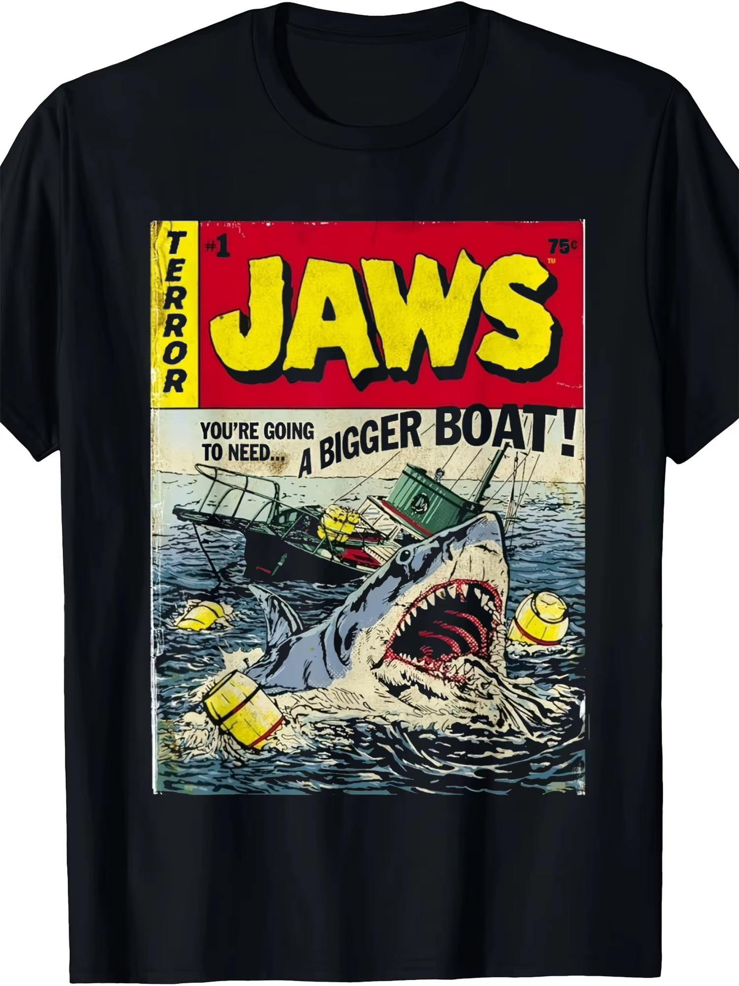 T-shirt Jaws 2026 Nouveau Film d'Horreur Graphique en Mélange de Coton Unisexe Homme Femme Coupe Ove
