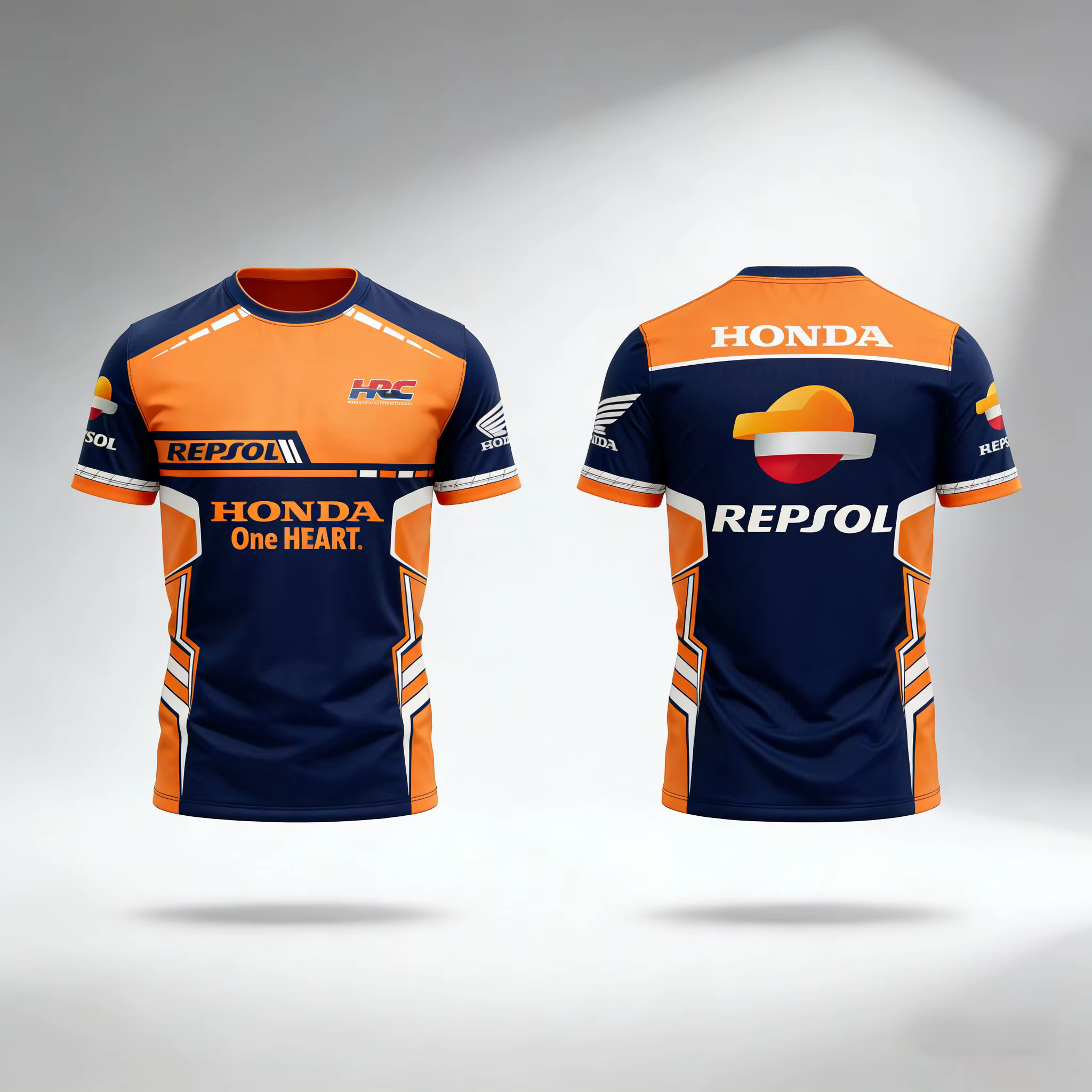 T-shirt Honda à manches courtes conçu pour les amateurs de motos et les amateurs de course avec une 