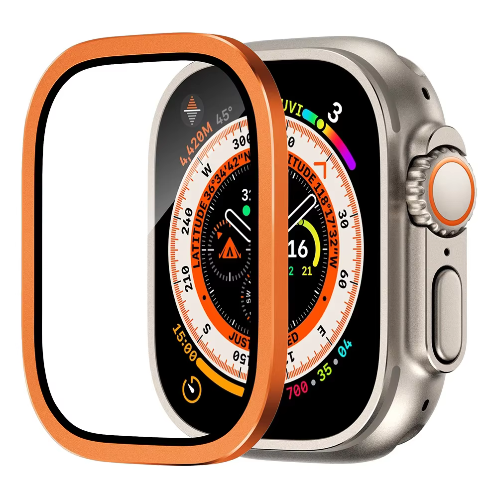 Protecteur d'écran pour Apple Watch Ultra 2, verre du Guatemala, pare-chocs en métal, lunette en all