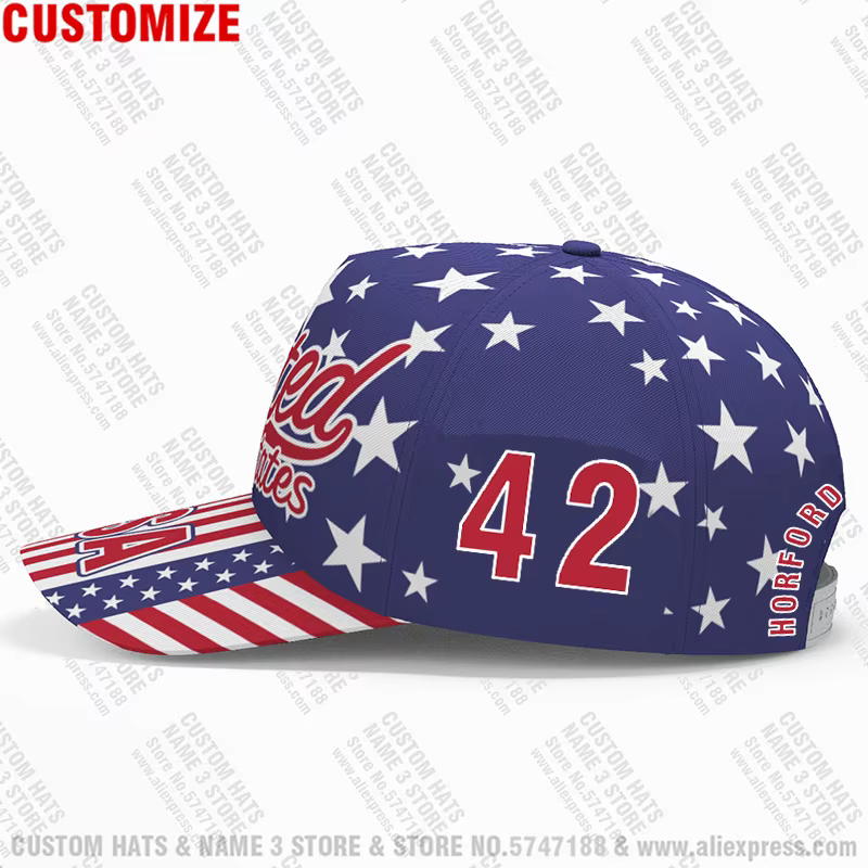 Casquette de baseball américaine personnalisée gratuite, nom, numéro, logo, photo d'équipe, Horford,