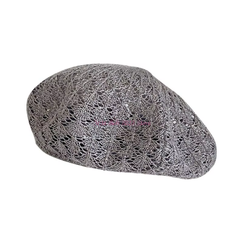Casquette béret en tricot ajouré à mode 49ME, couleur tendance polyvalente pour diverses occasions