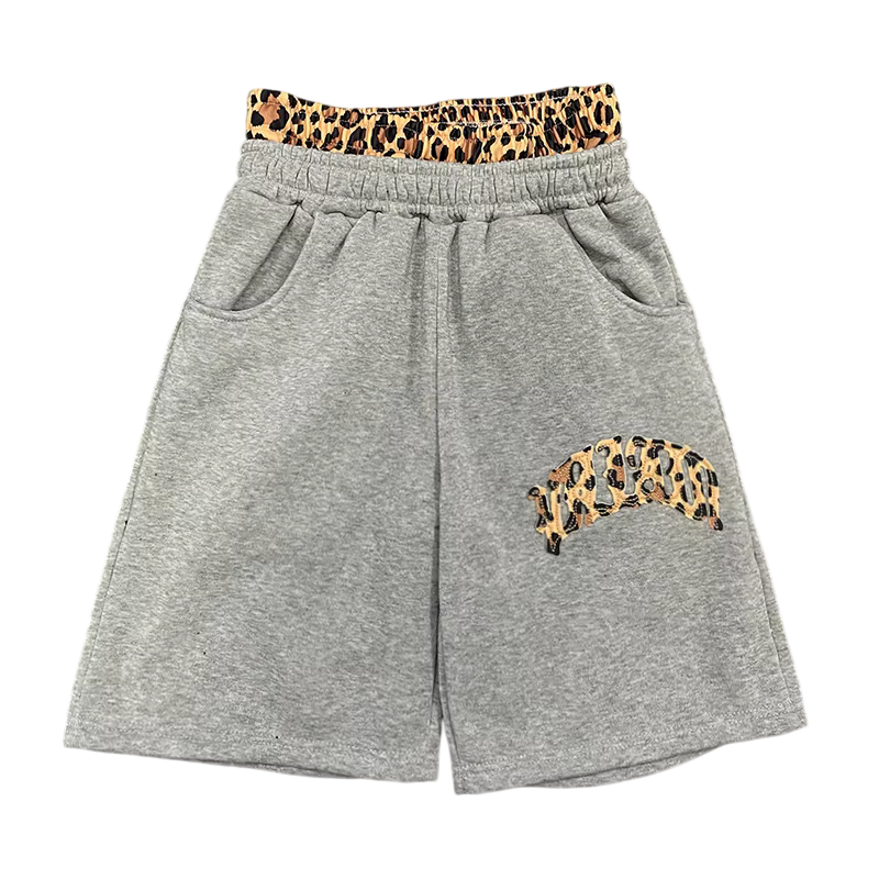 Shorts de survêtement pour homme à imprimé camouflage léopard, coupe décontractée, gris chiné, stree