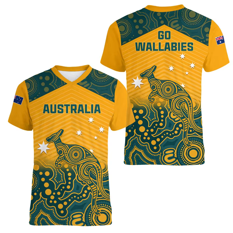 Australie motif kangourou T-shirt hommes 3d imprimé Animal T-shirt sport col en V à manches courtes 