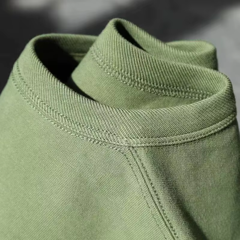 T-Shirt à manches courtes brossé vert avocat lourd 300g, haut d'été en coton de haute qualité vert R