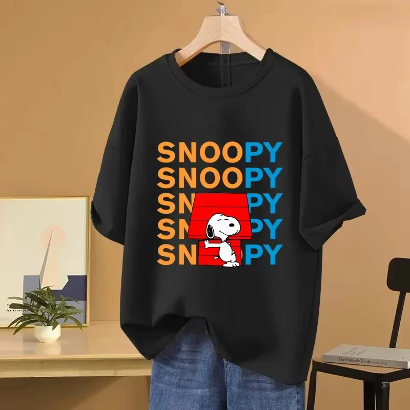 T-shirt Snoopy dessin animé pour enfants, été, manches courtes, 100% coton, pour hommes et femmes, h