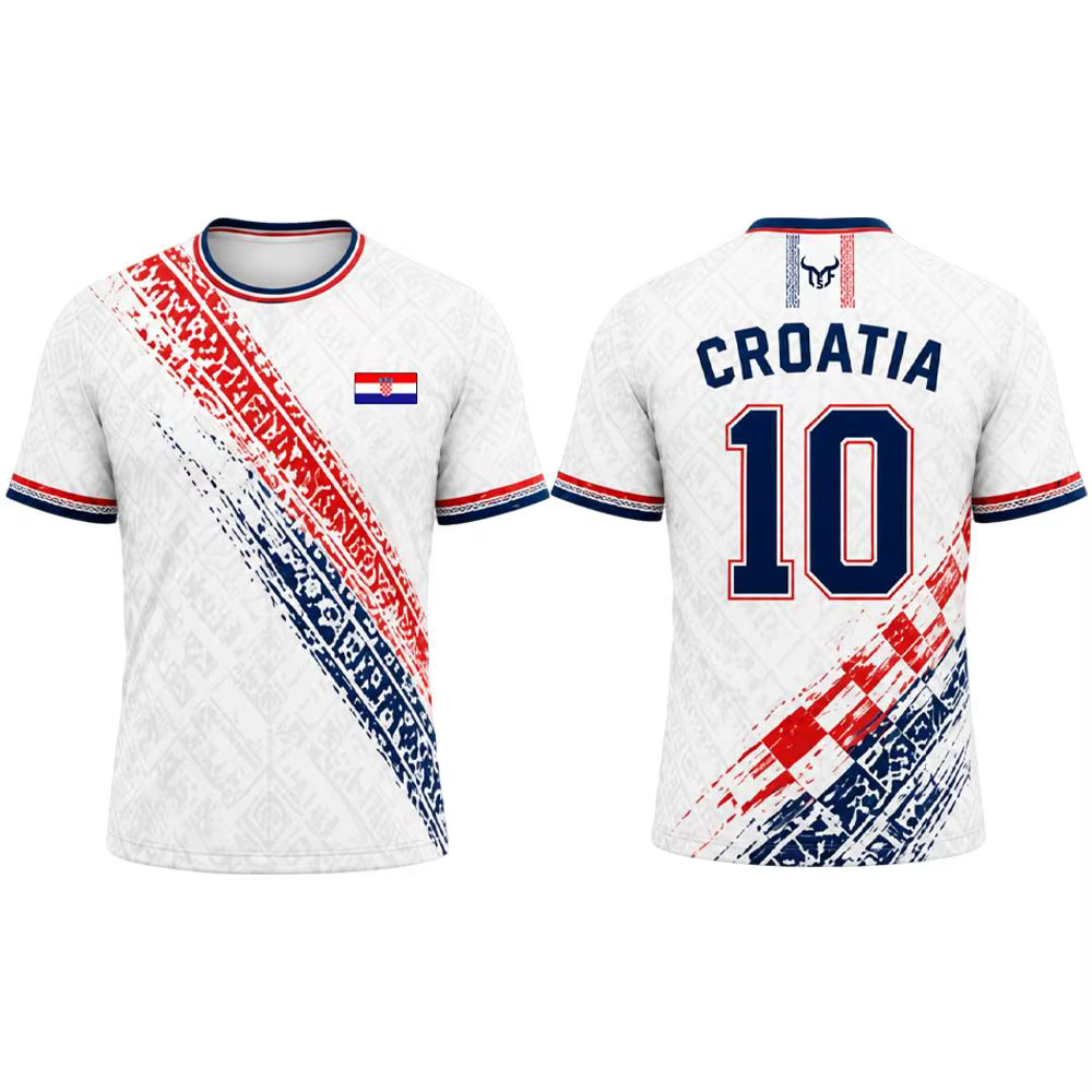 T-shirt imprimé drapeau de la Croatie pour hommes, maillot de football respirant à séchage rapide, s