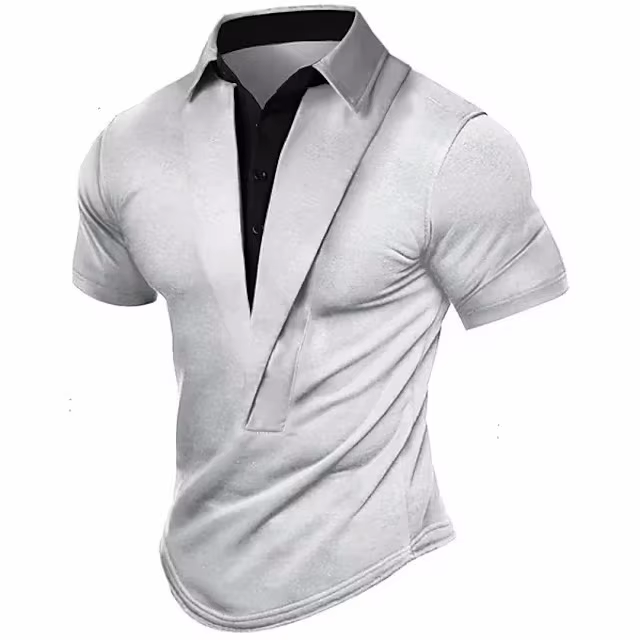 T-shirt à manches courtes pour hommes pour l'été, design rétro à encolure Henley, haut ample, respir