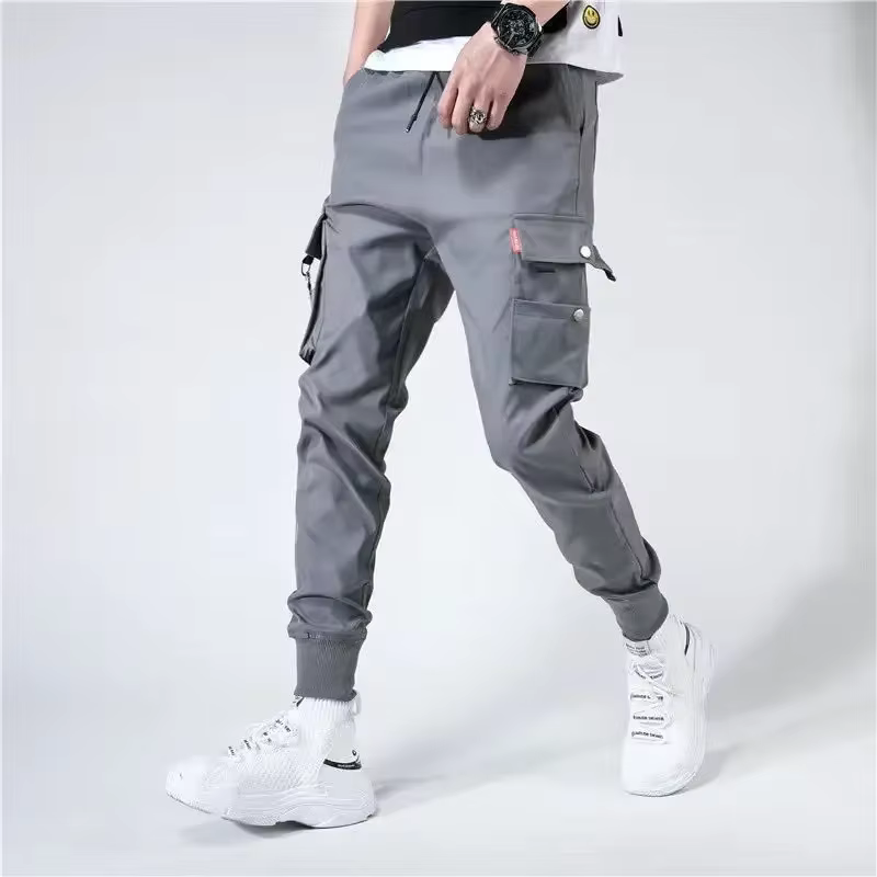 Joggers Cargo Pants for Men, Casual Hip Hop, Hit Document Pocket, FJJord Pants, Streetwear, Ribbons 