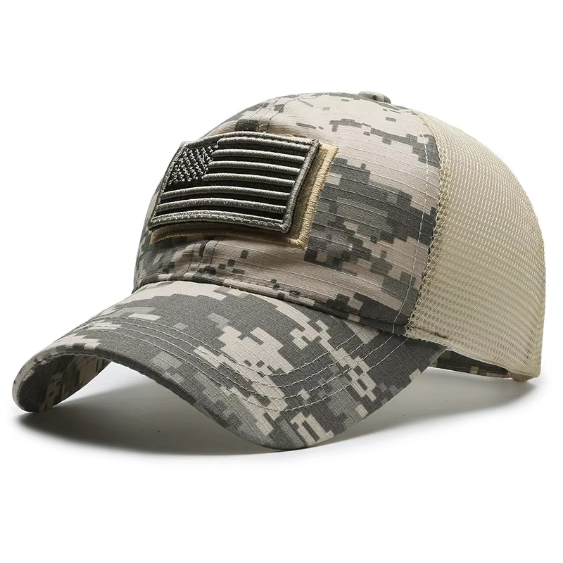 Casquette de baseball à dos en maille noire avec patch drapeau américain – Accessoire élégant et pat