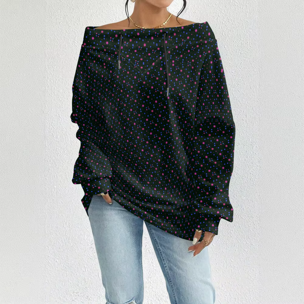Sweat-shirt Sexy rose vif pour femmes, épaules dénudées, avec cœurs, coupe ample, haut, Streetwear, 