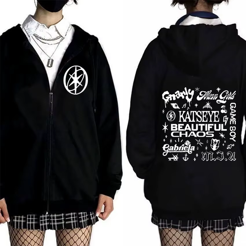 Sweat à capuche zippé KATSEYE Beautiful Chaos pour homme et femme, style pop music, vintage, coupe o