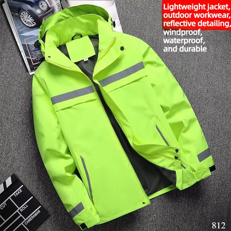 Veste de travail légère à capuche, coupe-vent extérieur réfléchissant imperméable et résistant à l'a