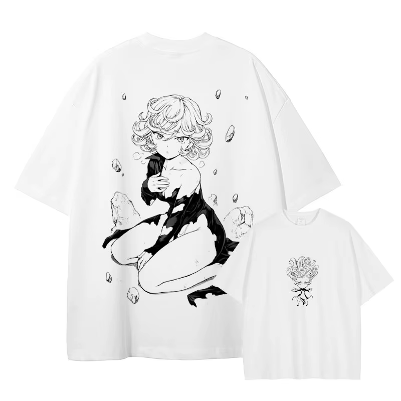 T-shirt Anime One Punch Manga Cartoon Tatsumaki Garou Saitama Vintage Lavé Tops Tees Harajuku Manche