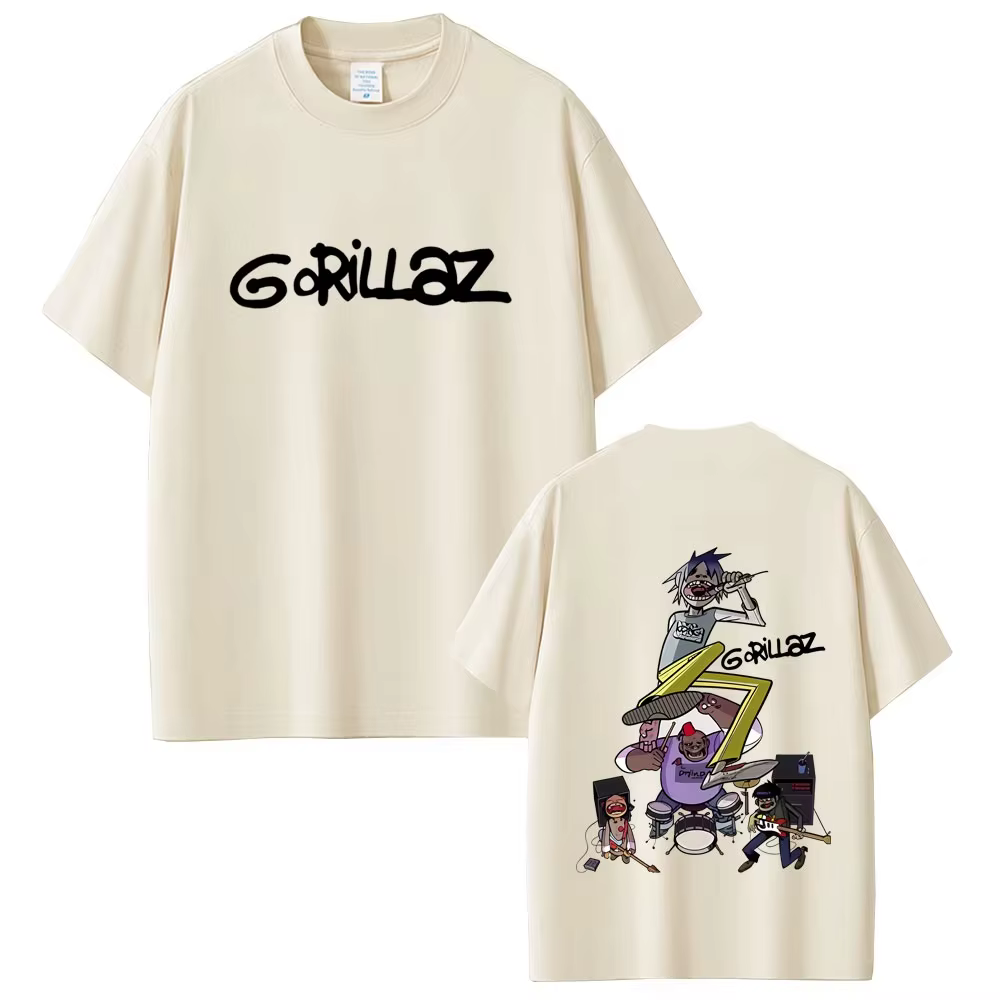Rock Band Gorillaz T-shirts graphiques hommes femmes mode Vintage surdimensionné Streetwear unisexe 