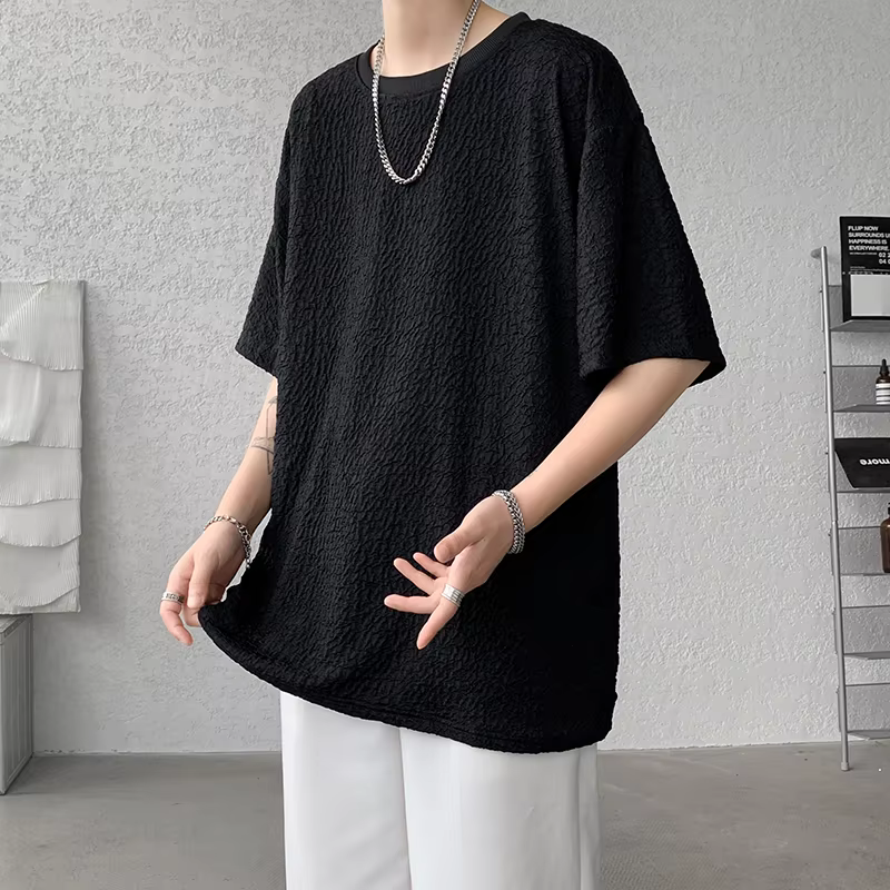 T-shirt à manches courtes extensible pour homme M-XXXXXXL, coupe ample, streetwear décontracté, entr