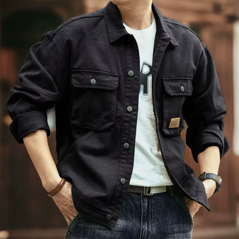 Nouveaux hommes américain Vintage Denim veste manteaux automne hiver lourd lavé revers à la mode Ruf