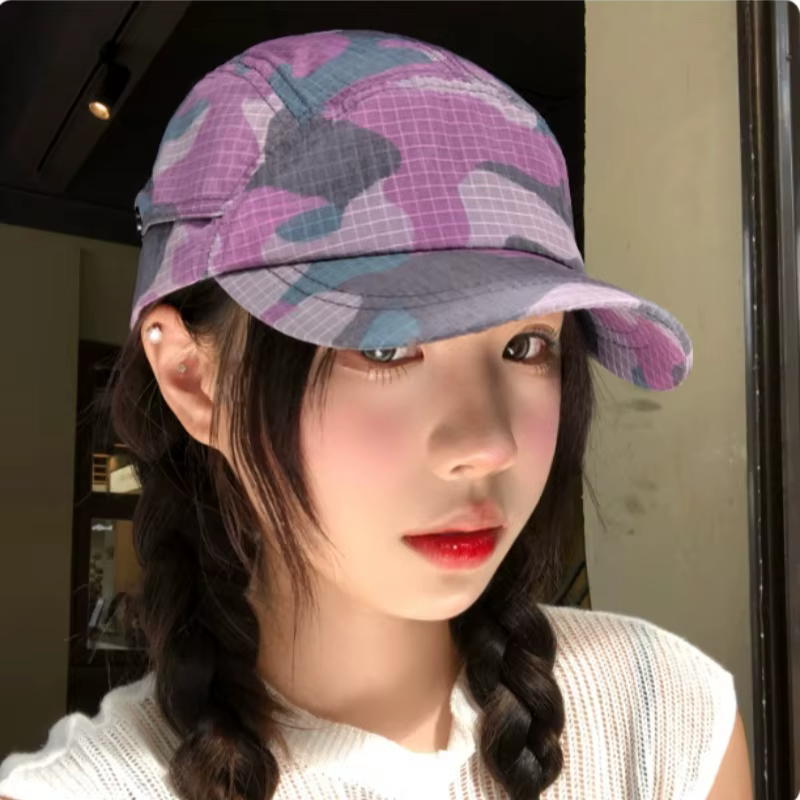Casquette de baseball d'été à cinq panneaux, fine, unisexe, camouflage, séchage rapide, à visière co