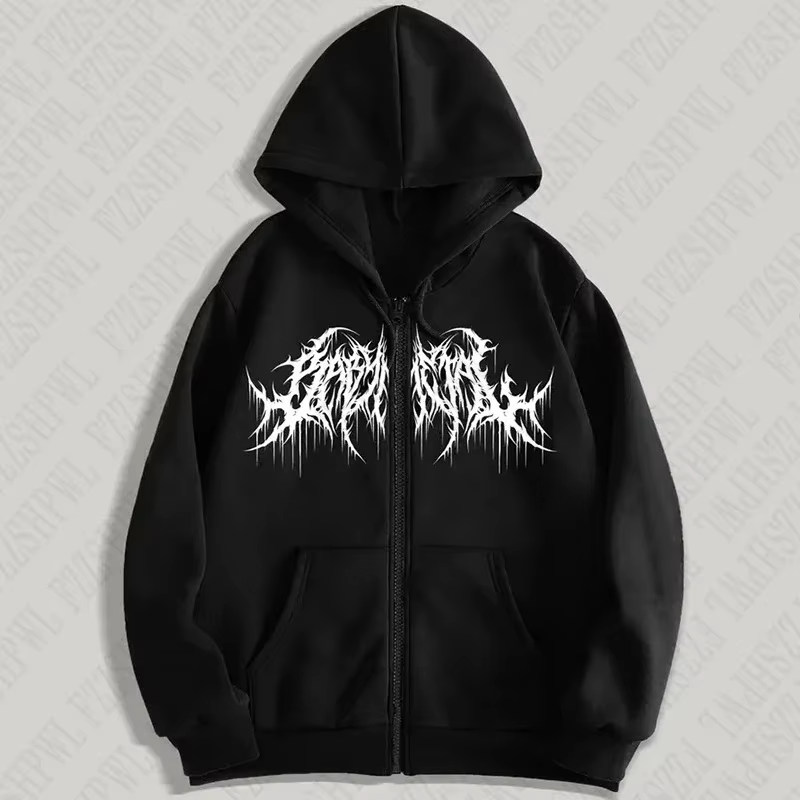 Sweat à capuche zippé Y2K pour homme, vêtements à imprimés graphiques, style Hip Hop, gothique, coll