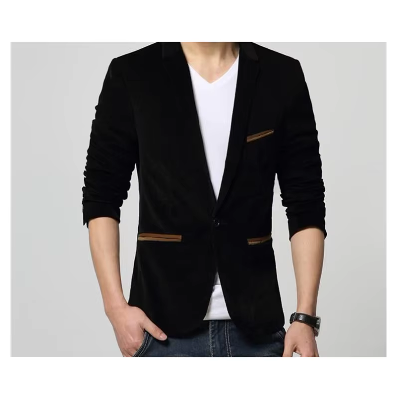 Blazer en velours côtelé pour homme, coupe slim, décontracté, automne-printemps, vêtement masculin