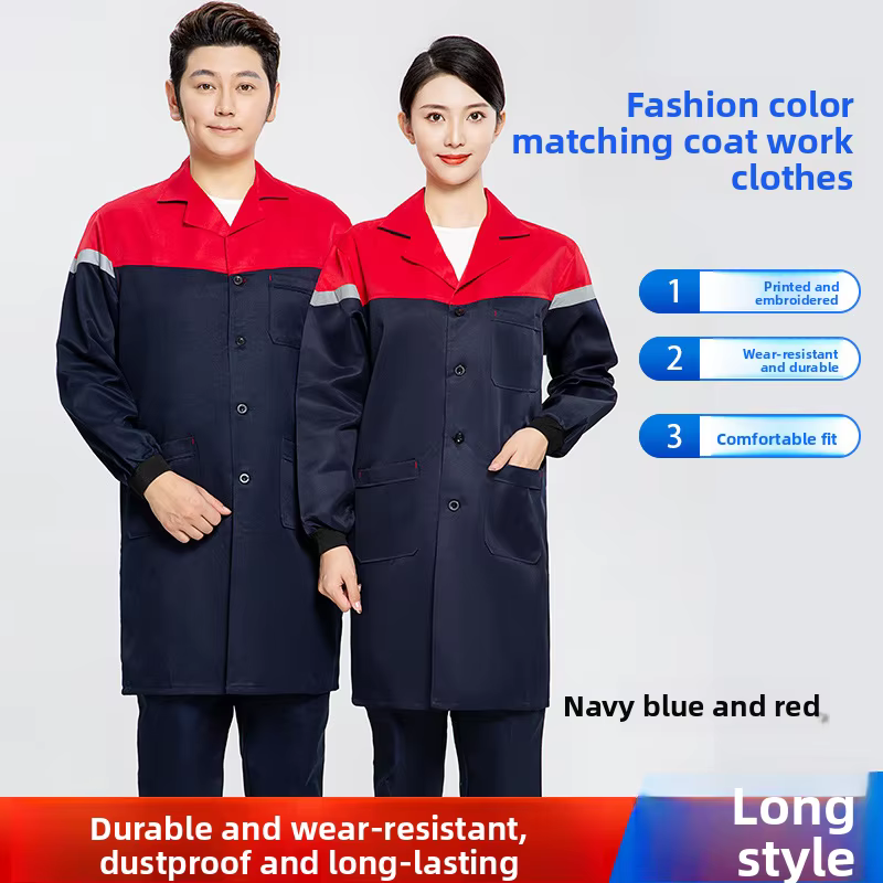 Vêtements de travail pour hommes et femmes, manteaux bicolores, combinaisons de protection, tabliers