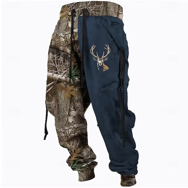 Pantalon de sport camouflage pour homme avec cordon de serrage et taille élastique pour un style rét