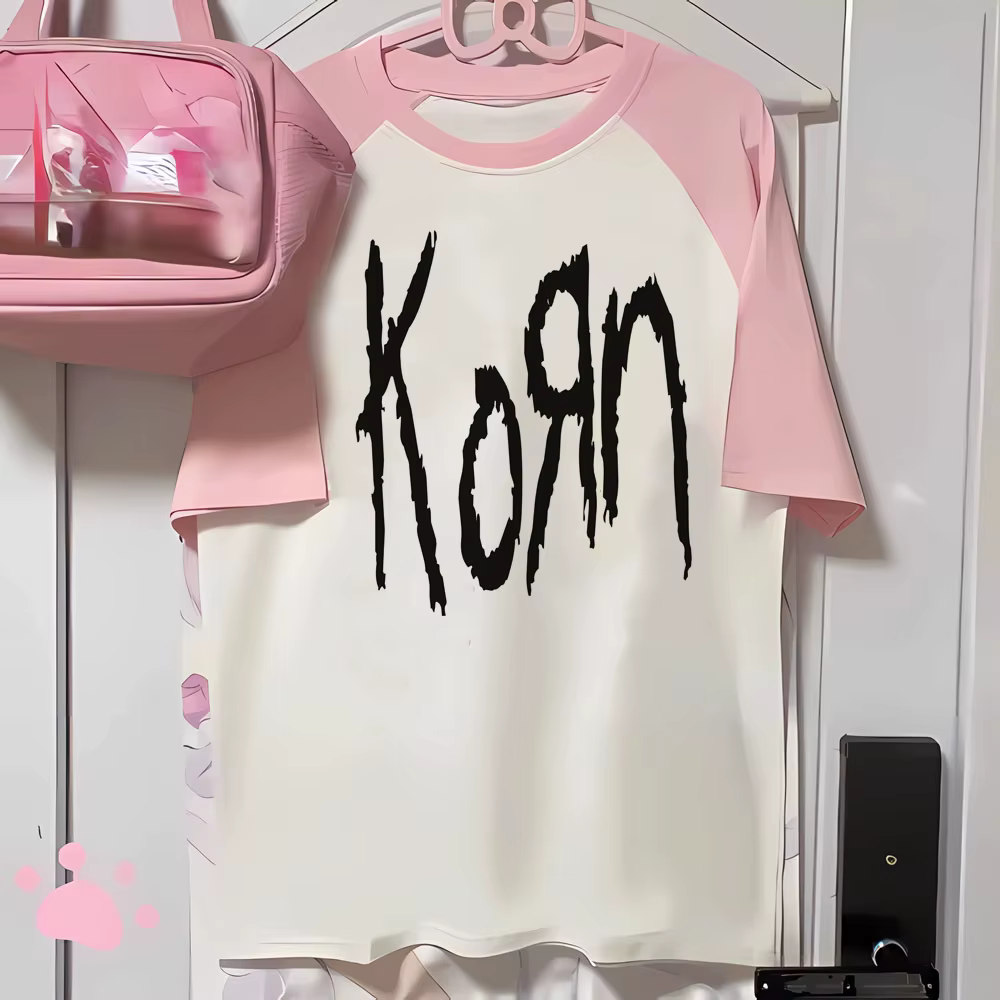 Korn Tee femmes imprimé design streetwear haut jeune femme japonais anime vêtements