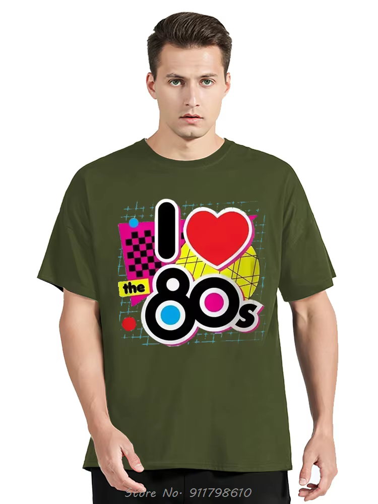 T-shirt unisexe à manches courtes et col rond pour hommes, robes rétro, vêtements d'été, 80 ans, 198
