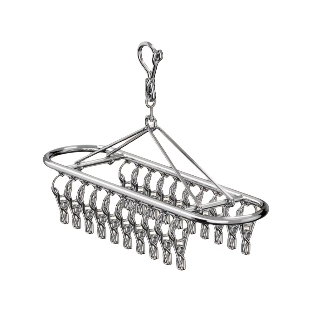 Séchoir à linge en acier inoxydable avec 20/30 pinces, support coupe-vent pour chaussettes et sous-v