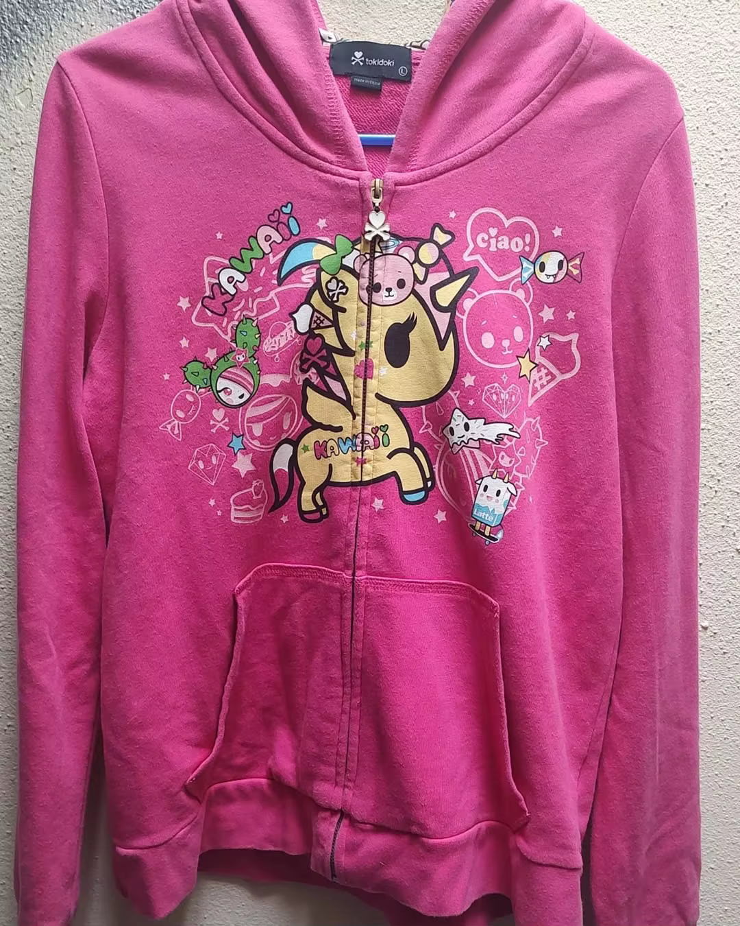 Sweat-shirt à capuche avec fermeture éclair pour femme, style Y2K Kawaii, imprimé licorne, manches l