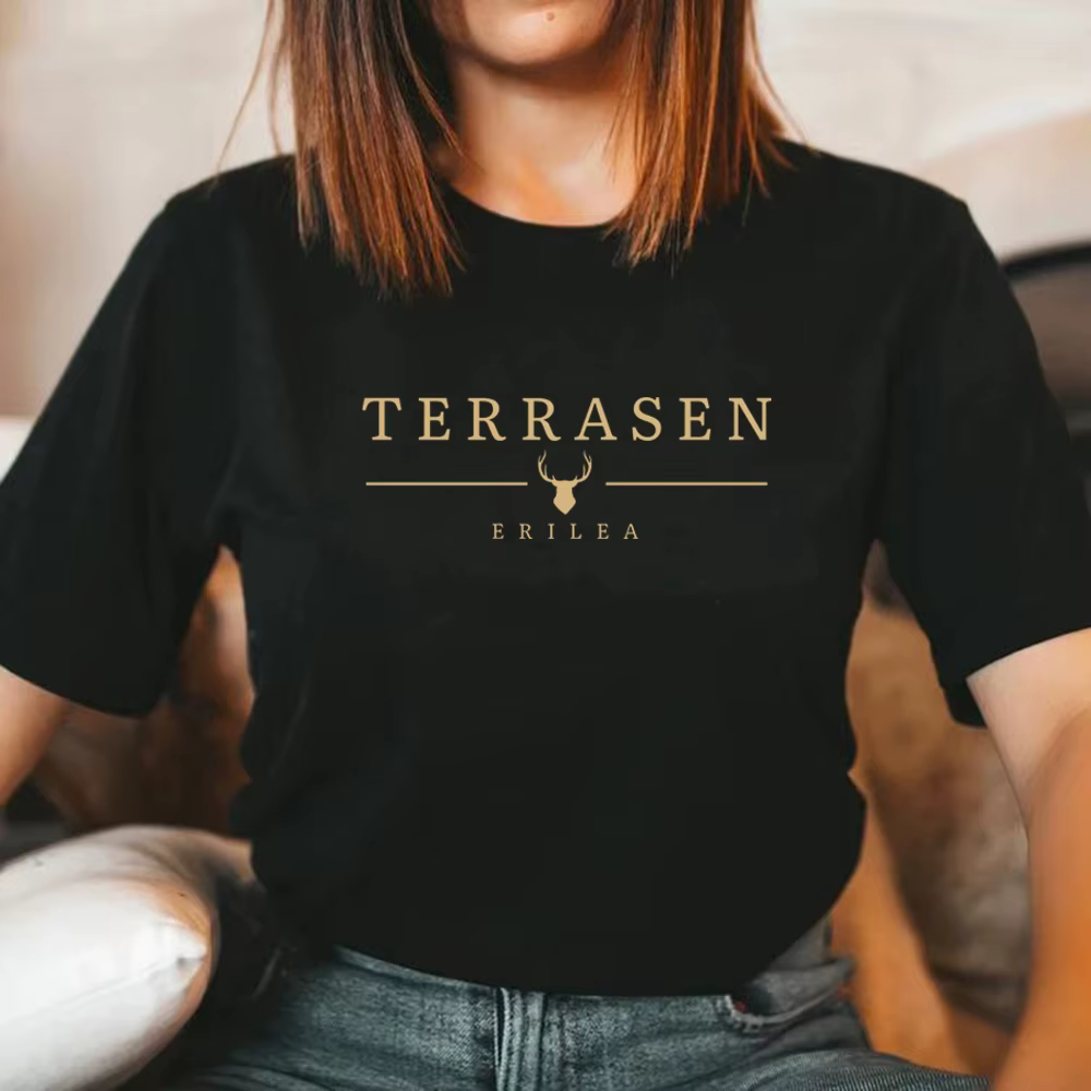 2025 Terrasen T-Shirt trône de verre Merch SJM Bookish T-Shirt ACOTAR T-shirt femmes à manches court
